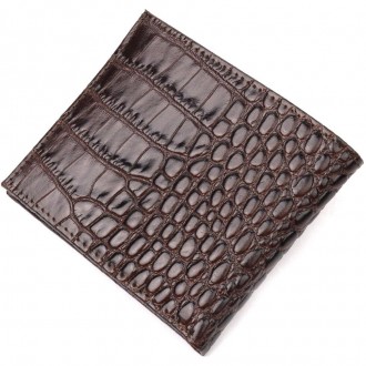 Стильне портмоне тонке, бумажник коричневий виготовлений з телячої натуральної ш. . фото 7