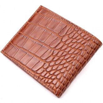 Стильне руде портмоне тонке, гаманець світло-коричневий виготовлений з телячої н. . фото 5