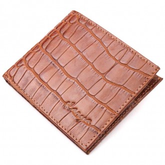 Стильне руде портмоне тонке, гаманець світло-коричневий виготовлений з телячої н. . фото 6