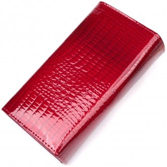 Червоний фактурний гаманець з кишенею для монет, виготовлений з телячої натураль. . фото 8