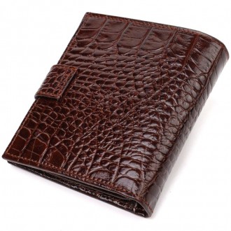 Стильний респектабельний коричневий вертикальний гаманець бумажник, портмоне виг. . фото 7