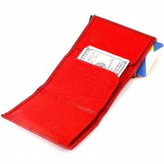 Жіночий червоний стильний гаманець для карток, кардхолдер виготовлений з телячої. . фото 7
