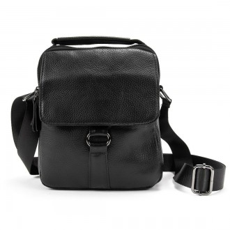 Компактна чоловіча сумка через плече, на плече, сумка месенджер чорна виготовлен. . фото 6