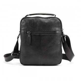 Компактна чоловіча сумка через плече, на плече, сумка месенджер чорна виготовлен. . фото 4