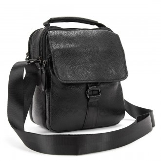 Компактна чоловіча сумка через плече, на плече, сумка месенджер чорна виготовлен. . фото 3