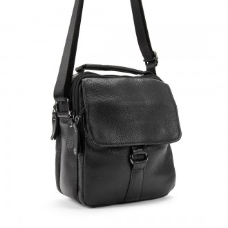 Компактна чоловіча сумка через плече, на плече, сумка месенджер чорна виготовлен. . фото 2