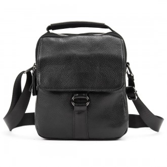 Компактна чоловіча сумка через плече, на плече, сумка месенджер чорна виготовлен. . фото 8