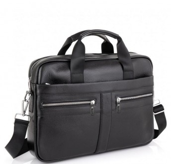 Шкіряна стильна ділова сумка А4, для ноутбука 13, 14 дюймів, чорна.
Натуральна ш. . фото 3