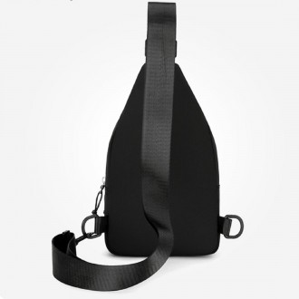 Чоловіча сумка через плече, на груди, за спину, сумка слінг текстильна в чорному. . фото 7