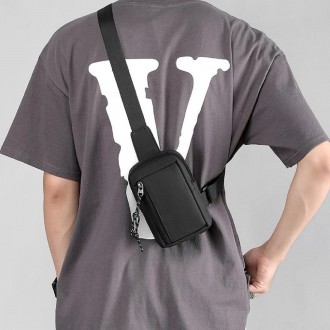 Компактна чоловіча сумка через плече, на груди, за спину, сумка слінг, бананка т. . фото 2