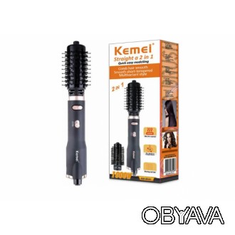 Фен-щітка для укладання волосся Kemei KM-8022, обертовий повітряний стайлер греб. . фото 1