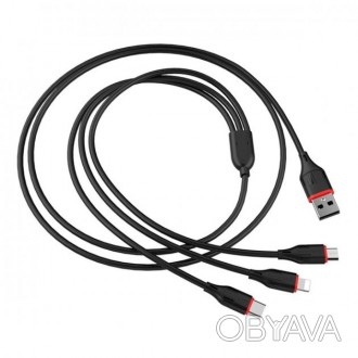 USB кабель Borofone BX17 Type-C в чорному кольорі - незамінний аксесуар для швид. . фото 1