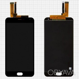 Дисплей (LCD) Meizu M2 Note (M571) с сенсором в черном цвете и желтым шлейфом пр. . фото 1