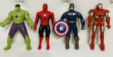 Набор героев "Супергерои", фигурка 12 см, подвижные детали, машинки 4 шт, 4 шт в. . фото 3