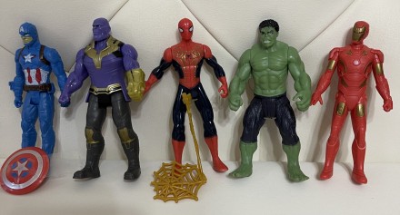 Набор героев "Супергерои" , фигурка 13 см, подвижные руки/ноги, с оружием, 5 шт . . фото 4