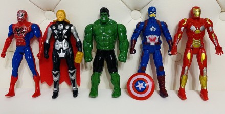 Набор героев "Супергерои" , фигурка 19 см, светится, на батарейках, подвижные де. . фото 2