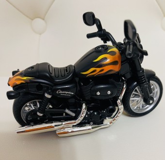 Мотоцикл металлический, инерционный, резиновые колеса, в коробке 16*10*8,5 см. . фото 5