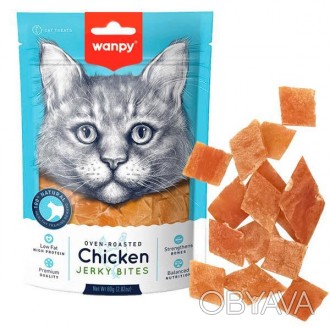 Wanpy Chicken Jerky Bites – натуральное лакомство для котов на основе вяленого ф. . фото 1