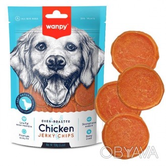 Чипсы Wanpy Chicken Jerky Chips – натуральное лакомство для собак на основе вяле. . фото 1