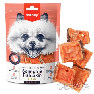 Wanpy Soft Salmon & Fish Skin Bites – натуральное лакомство для собак, изготовле. . фото 1