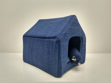 Домик для котов и собак Джинс. Выполнен из ткани рубашечный джинс + тисненый джи. . фото 3