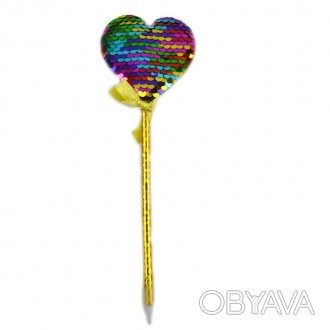 Ручка шариковая с колпачком. На конце - мягкая фигурка сердечка с разноцветными . . фото 1
