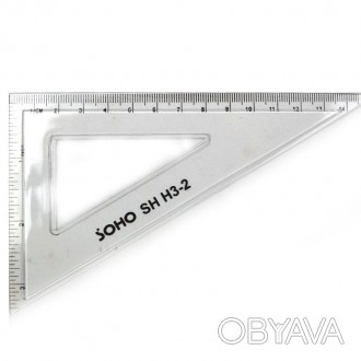 Треугольник пластиковый на 14 см, предназначен для чертежных и измерительных раб. . фото 1