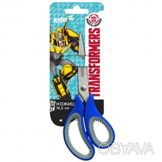 Ножницы Kite «Transformers» с мягкими резиновыми вставками на ручках на картонно. . фото 1