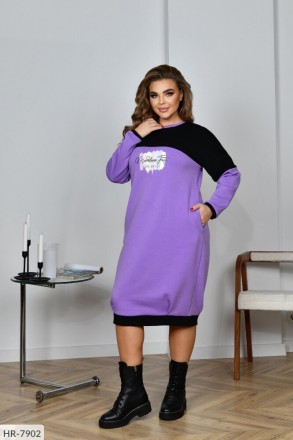 Сукня HR-7902
Тканина: триніт на флісі
Колір: Фіолетовий з чорним, фіолетовий з . . фото 2