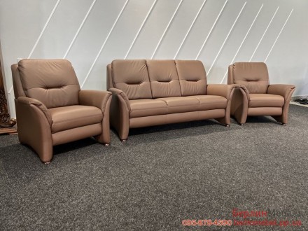 Шкіряний диван трійка два крісла Polinova
Розміри:	Ш-1.90/1.90.,крісло ш-0.90.,. . фото 2