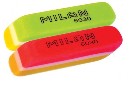 Ластик Milan 6030 прямоугольной формы из цветного пластика размером 56х15.5х12мм. . фото 2