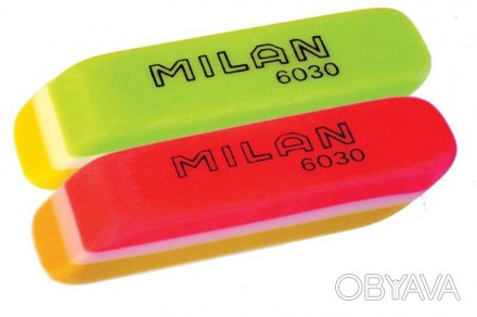 Ластик Milan 6030 прямоугольной формы из цветного пластика размером 56х15.5х12мм. . фото 1