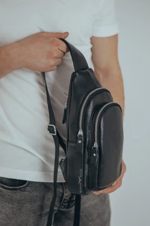 Чоловіча шкіряна сумка слінг TIDING BAG A25F-012-1A чорна
 
Характерики:
	Матері. . фото 6