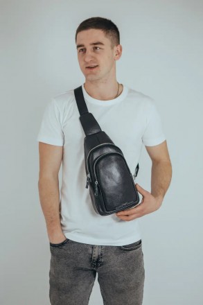 Чоловіча шкіряна сумка слінг TIDING BAG A25F-012-1A чорна
 
Характерики:
	Матері. . фото 8