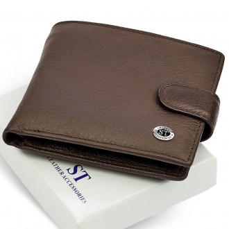 
Кожаное мужское портмоне на кнопке ST Leather ST104 
 
Характеристики:
	Материа. . фото 2