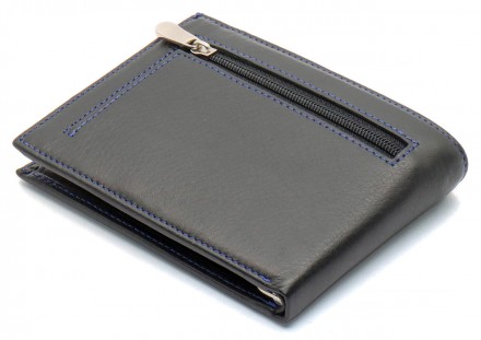
Чорне портмоне з натуральної шкіри з синім обрамленням Marco Coverna MC-1008 A . . фото 5