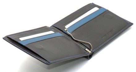 
Чорне портмоне з натуральної шкіри з синім обрамленням Marco Coverna MC-1008 A . . фото 7
