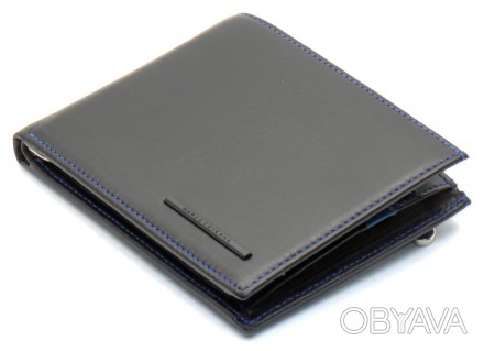 
Чорне портмоне з натуральної шкіри з синім обрамленням Marco Coverna MC-1008 A . . фото 1