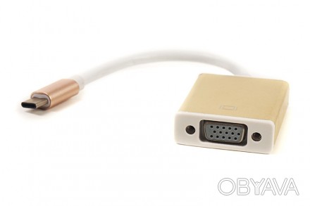 Kабель PowerPlant USB Type-C - VGA, 15cm используется для подключения портативны. . фото 1