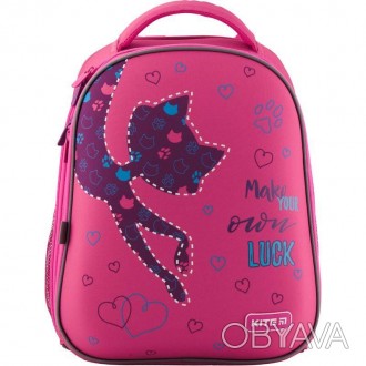 Школьный каркасный рюкзак Kite Catsline K19-731M-1 для девочек 6-10 лет выполнен. . фото 1