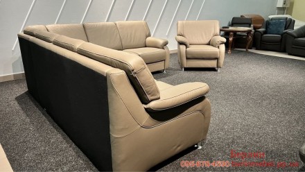 Шкіряний розкладний диван, крісло Polinova. Повністю шкіряний, диван задня спинк. . фото 4