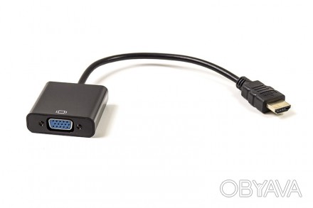 Кабель-переходник PowerPlant HDMI - VGA, 0.15m, позолоченные коннекторы, черный
. . фото 1