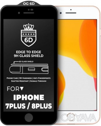 Захисне Скло 6D OG Crown для iPhone 7/8 в чорному кольорі - незамінний аксесуар . . фото 1