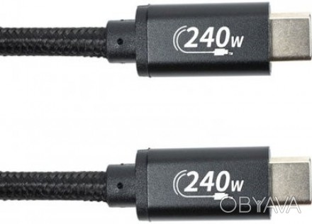 Кабель San Guan USB Type-C - USB Type-C PD 240W, 3м, черный представляет собой в. . фото 1