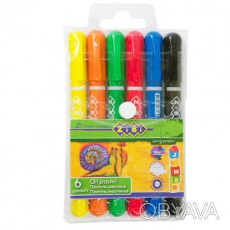 6 цветных карандашей на масляной основе с шелком в составе грифеля.Корпус: кругл. . фото 1