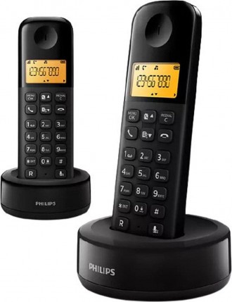 Philips D1602B/01 - Бездротовий телефон DECT з 2 трубками, великим дисплеєм (4,1. . фото 2