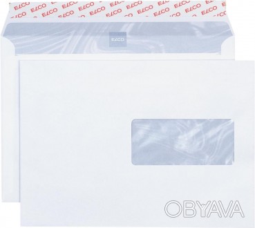 
	Самозаклеювані білі конверти зі смугою
	Розмір: C5 (162 x 229 мм) - Вікно 45 x. . фото 1