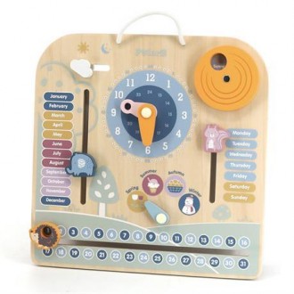 Дерев'яний календар Viga Toys PolarB із годинником на англійській мові – унікаль. . фото 4