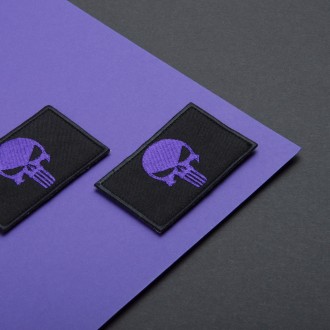Набор шевронов "PUNISHER" – выполнены в фиолетовом цвете на черном фоне. Предста. . фото 5