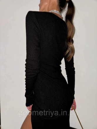 
Черное платье облегающее с вырезом на ноге люрексная нить
Параметры:
S: ОГ до 9. . фото 7